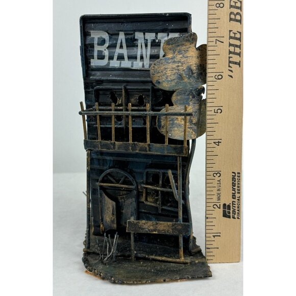 Vintage Tin Ghost Town Savings Bank Coin Box Western Rustic 973691 Halloween - Picture 8 of 10